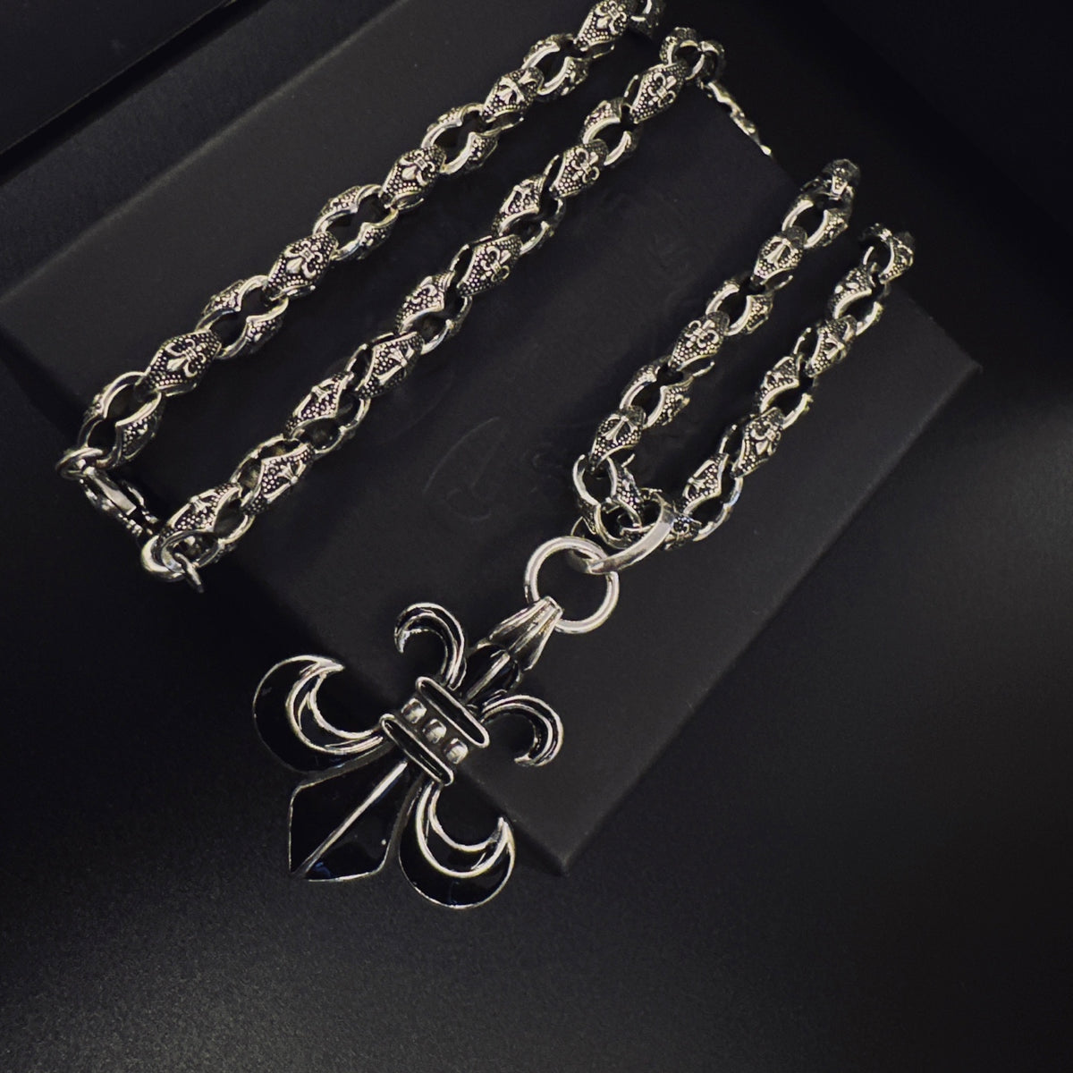 Cross Pendant Necklace in Antique Silver-Tone – Design 14 front product view