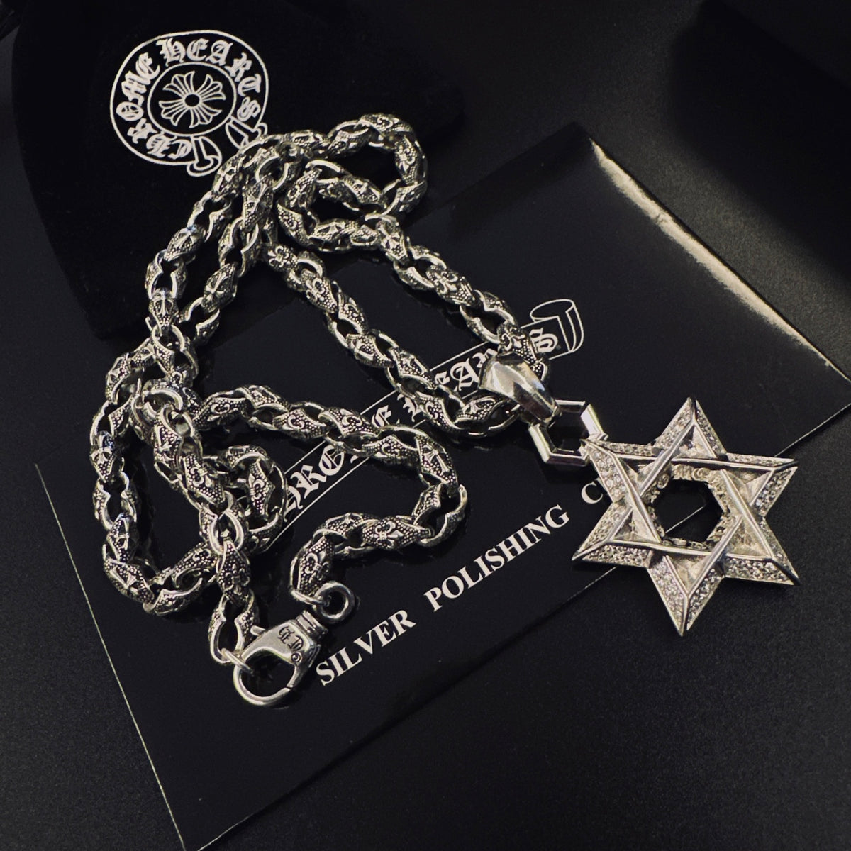 Signature Emblem Pendant Necklace in Polished Metal-Tone – Design 042 front product view