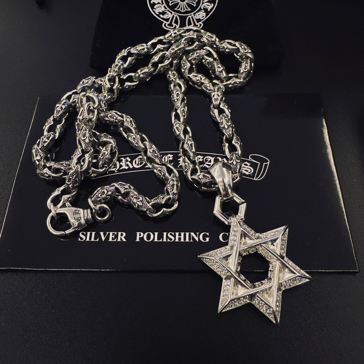 Signature Emblem Pendant Necklace in Polished Metal-Tone – Design 042 main product view