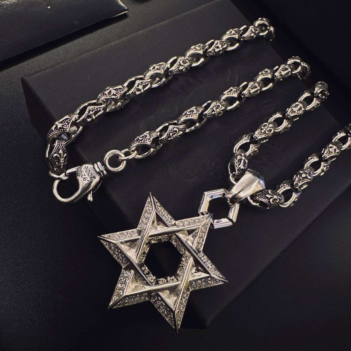 Signature Emblem Pendant Necklace in Polished Metal-Tone – Design 042 front product view