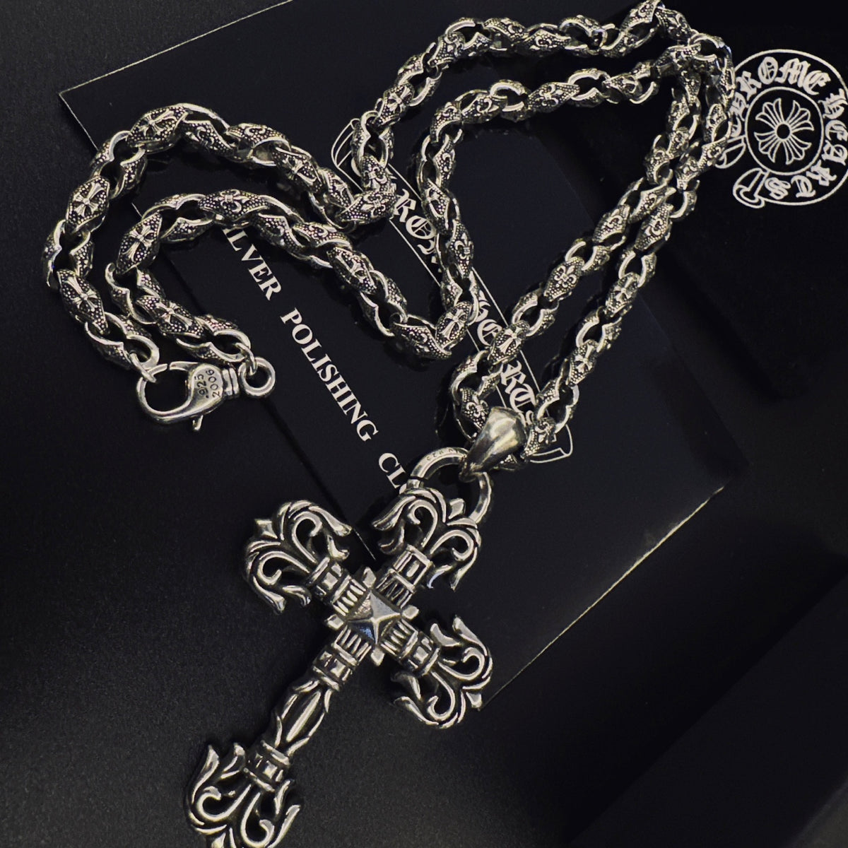 Cross Pendant Necklace in Antique Silver-Tone – Design 12 styled product view