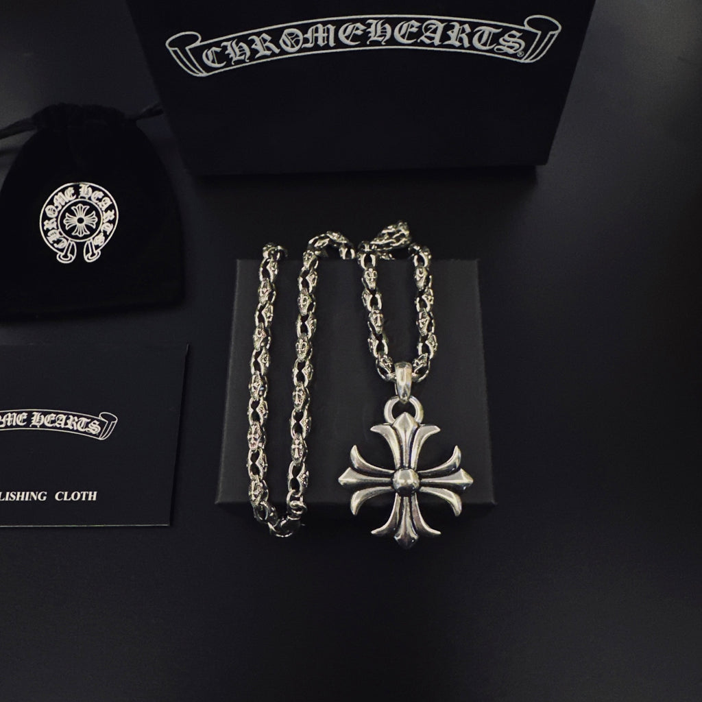 Signature Emblem Pendant Necklace in Polished Metal-Tone – Design 040 main product view
