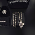 Cross Pendant Necklace in Antique Silver-Tone – Design 10 main product view