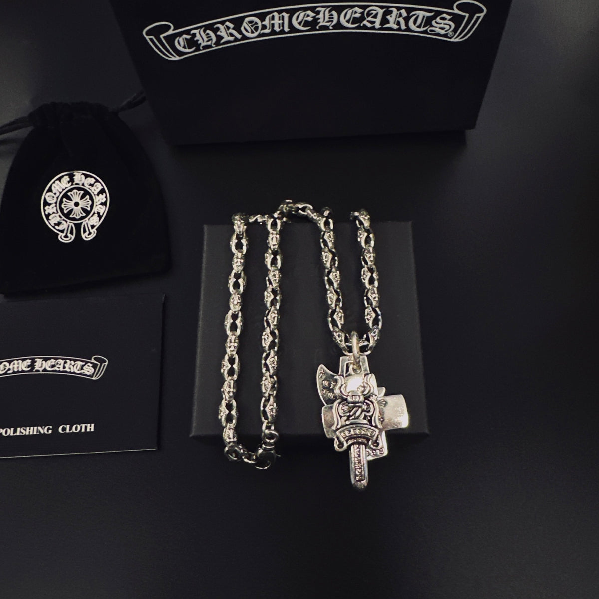 Cross Pendant Necklace in Antique Silver-Tone – Design 10 main product view