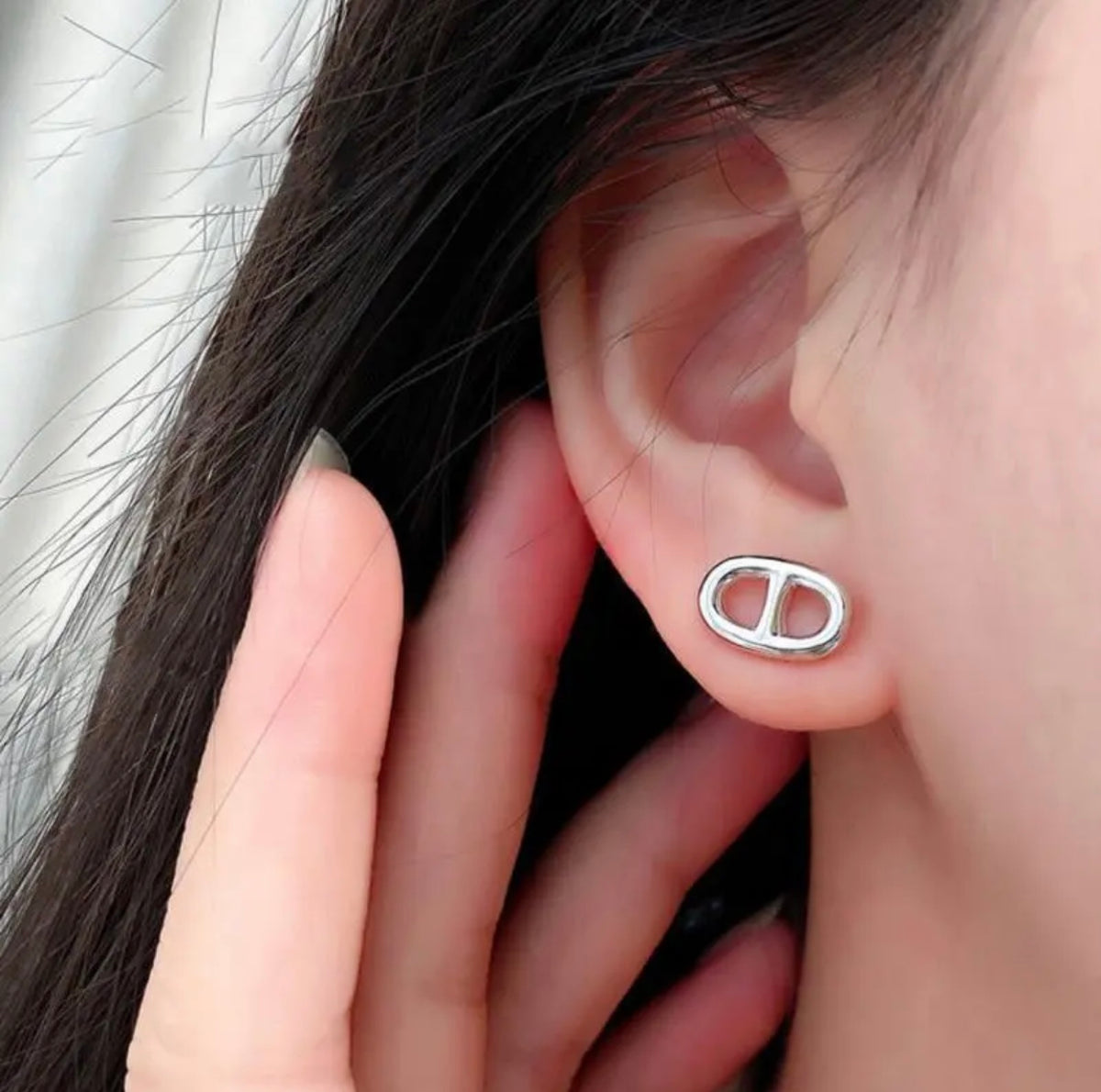 Toggle Stud Earrings in Silver-Tone styled product view