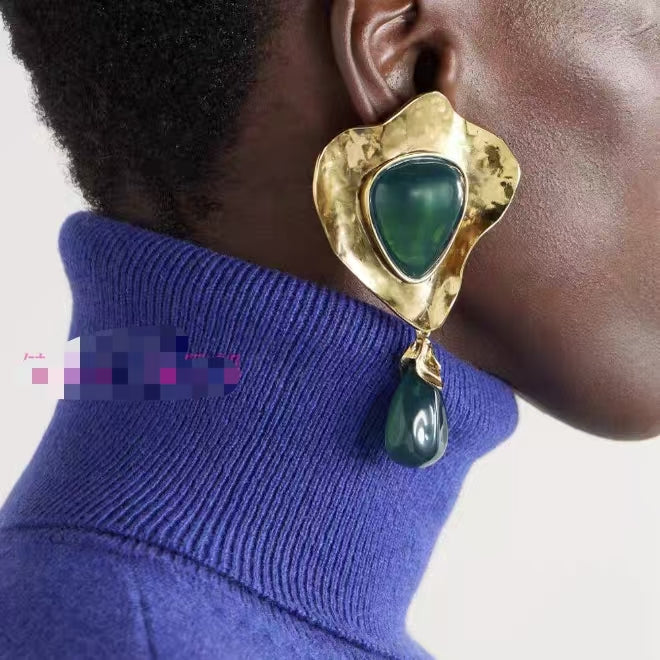 Saint Laurent Fan Clip-On Earrings in Polished Metal-Tone front product view