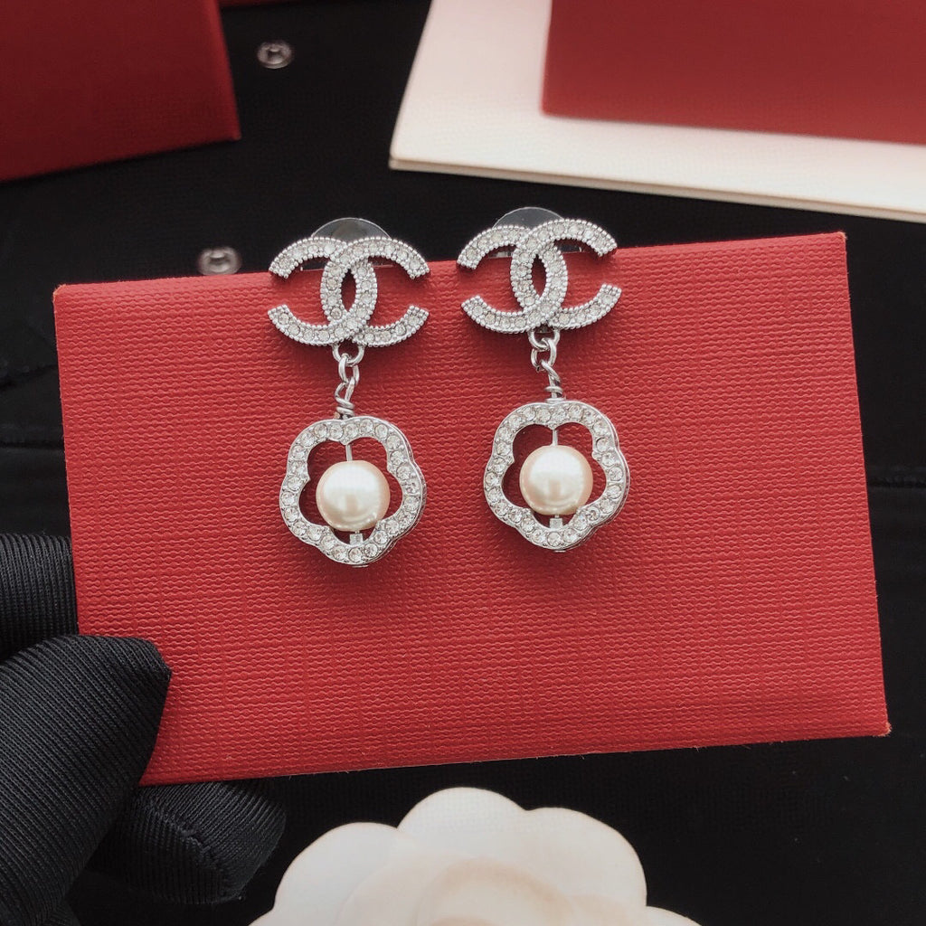 Camellia Stud Earrings in Gold-Tone – Camellia Detail – Design 010 front product view