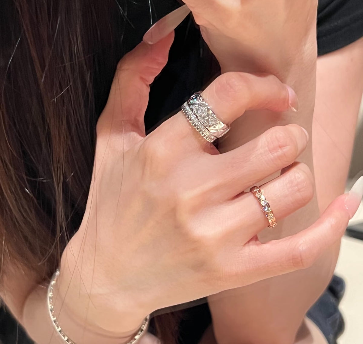 Signature Emblem Statement Ring in Gold-Tone – Design 009 front product view