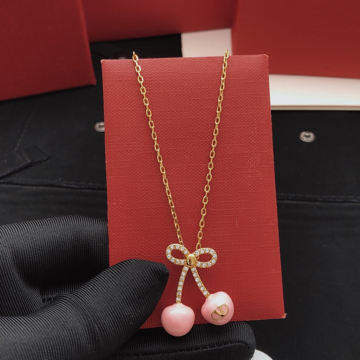 Bow Crystal-Accent Pendant Necklace main product view