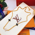 Geometric Emblem Pendant Necklace in Gold-Tone – Black Detail – Design 004 main product view