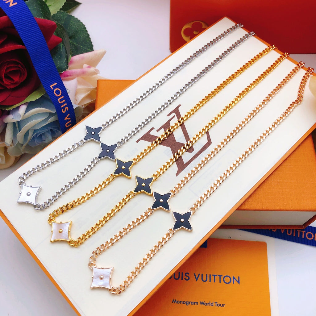 Geometric Emblem Pendant Necklace in Gold-Tone – Black Detail – Design 004 styled product view