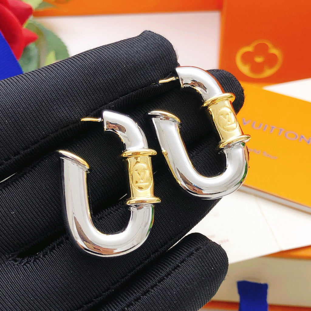 Geometric Emblem Statement Earrings in Silver-Tone – Silver Detail – Design 006 main product view