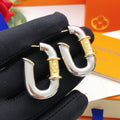 Geometric Emblem Statement Earrings in Silver-Tone – Silver Detail – Design 006 main product view