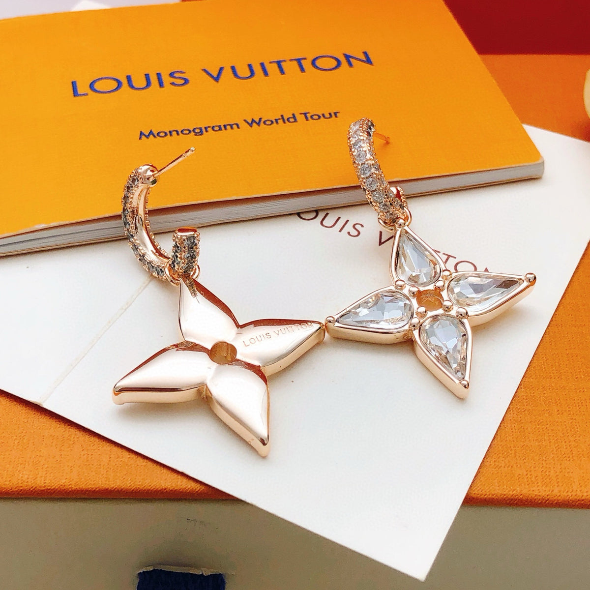 Geometric Emblem Statement Earrings in Rose-Gold-Tone – Rose Gold Detail detail view