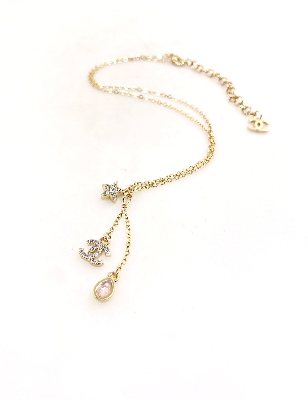 Signature Emblem Pendant Necklace in Gold-Tone – Design 035 main product view