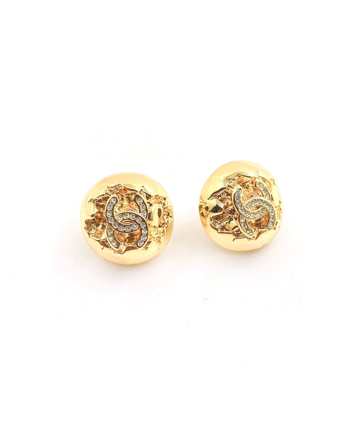 Signature Emblem Stud Earrings in Gold-Tone – Design 031 main product view