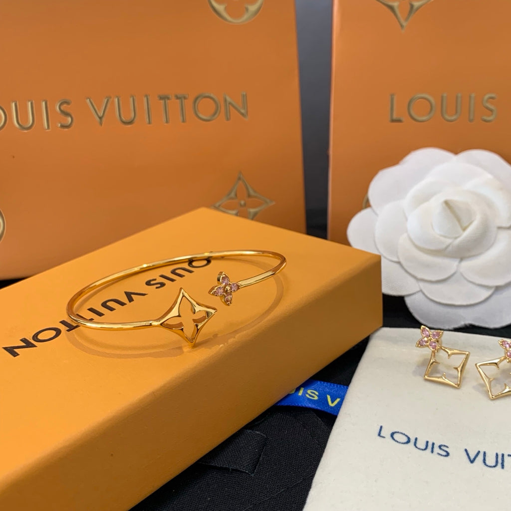 Floral Bangle in Gold-Tone front product view