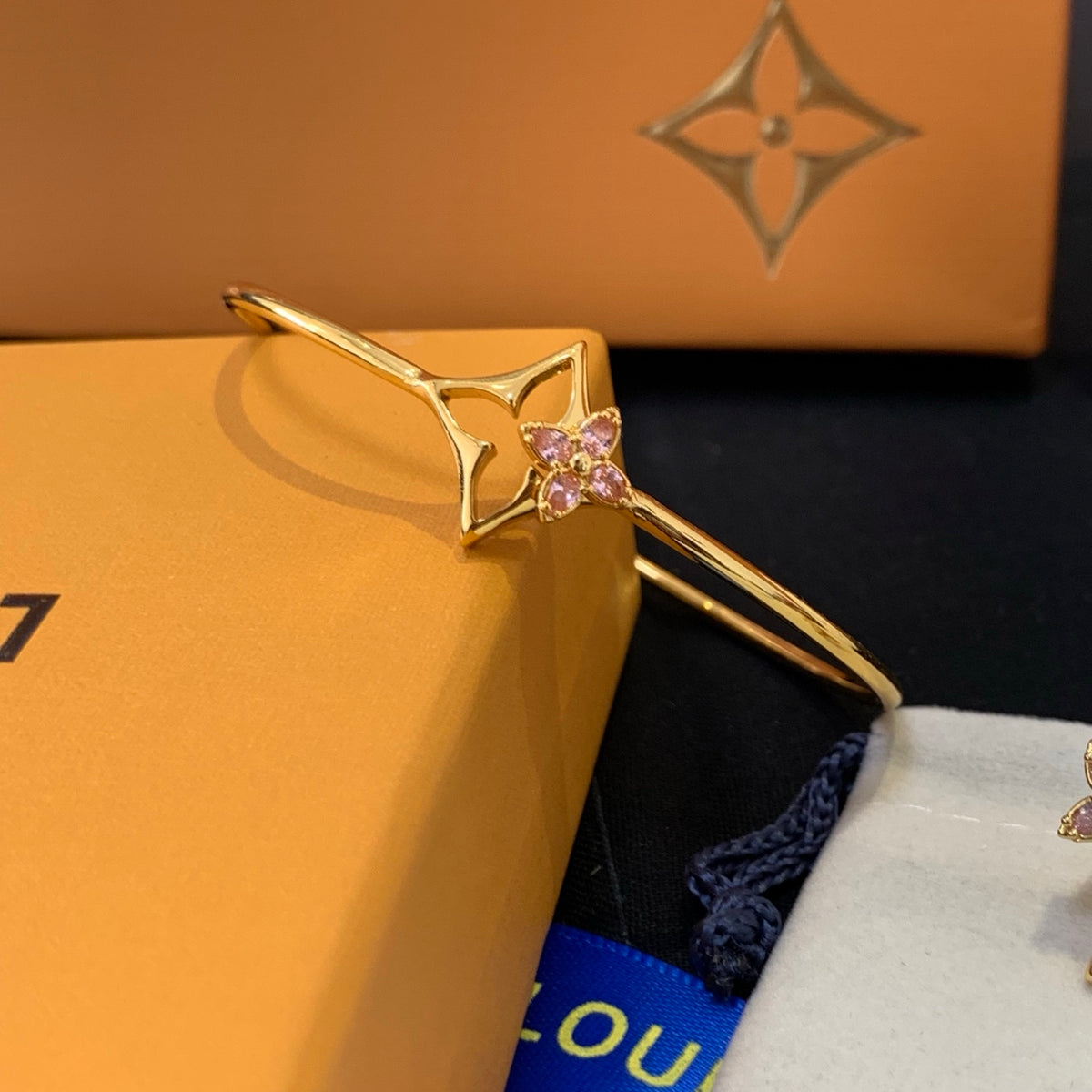 Floral Bangle in Gold-Tone front product view