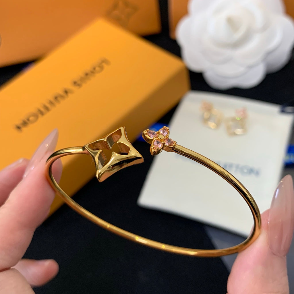 Floral Bangle in Gold-Tone main product view