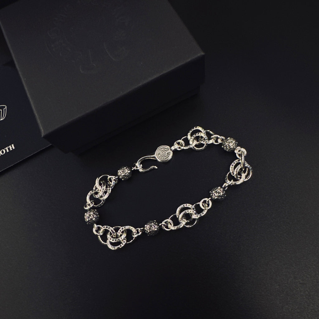 Signature Emblem Bracelet in Polished Metal-Tone – Design 010 side detail