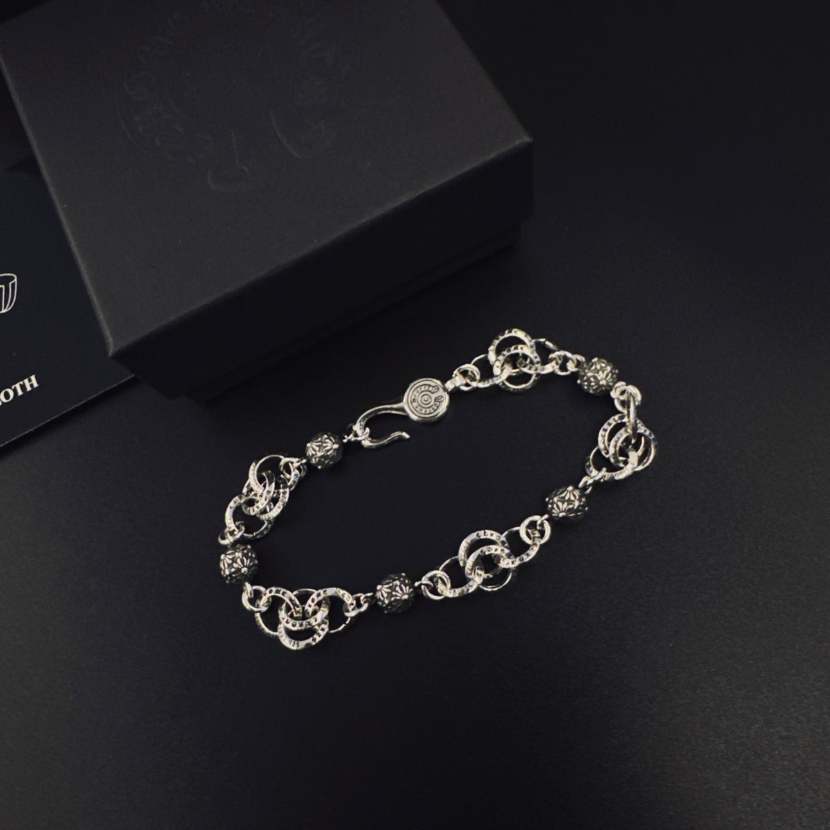 Gothic Emblem Statement Bracelet in Metal-Tone – Design 01 side detail