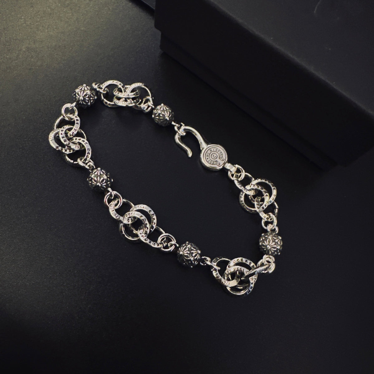 Gothic Emblem Statement Bracelet in Metal-Tone – Design 01 styled product view