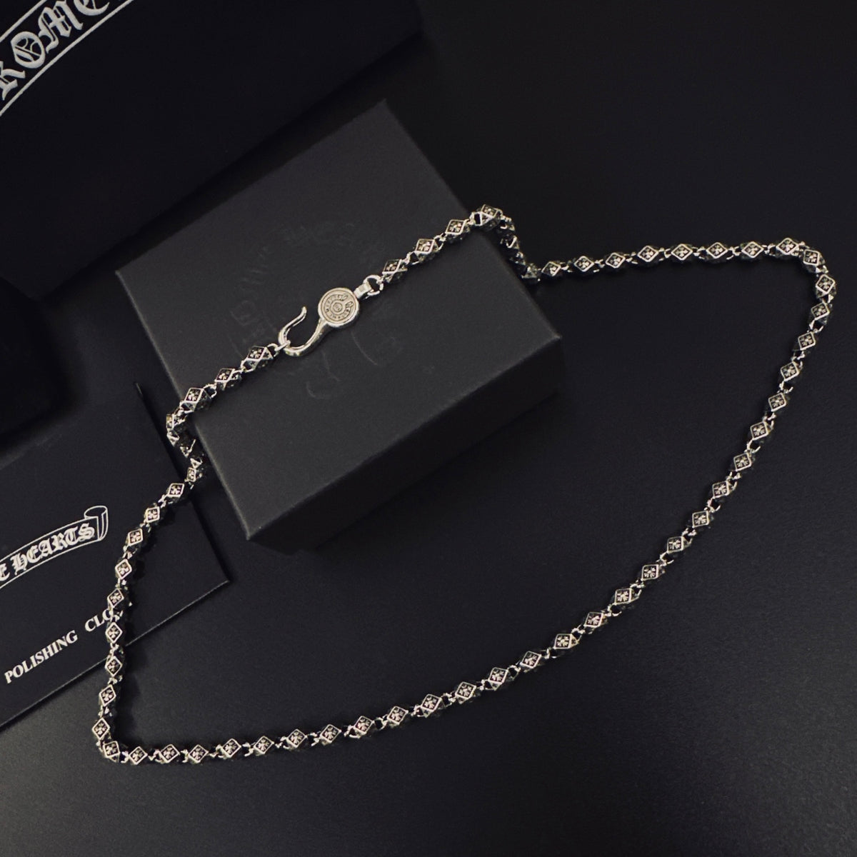 Signature Emblem Pendant Necklace in Polished Metal-Tone – Design 016 close-up detail