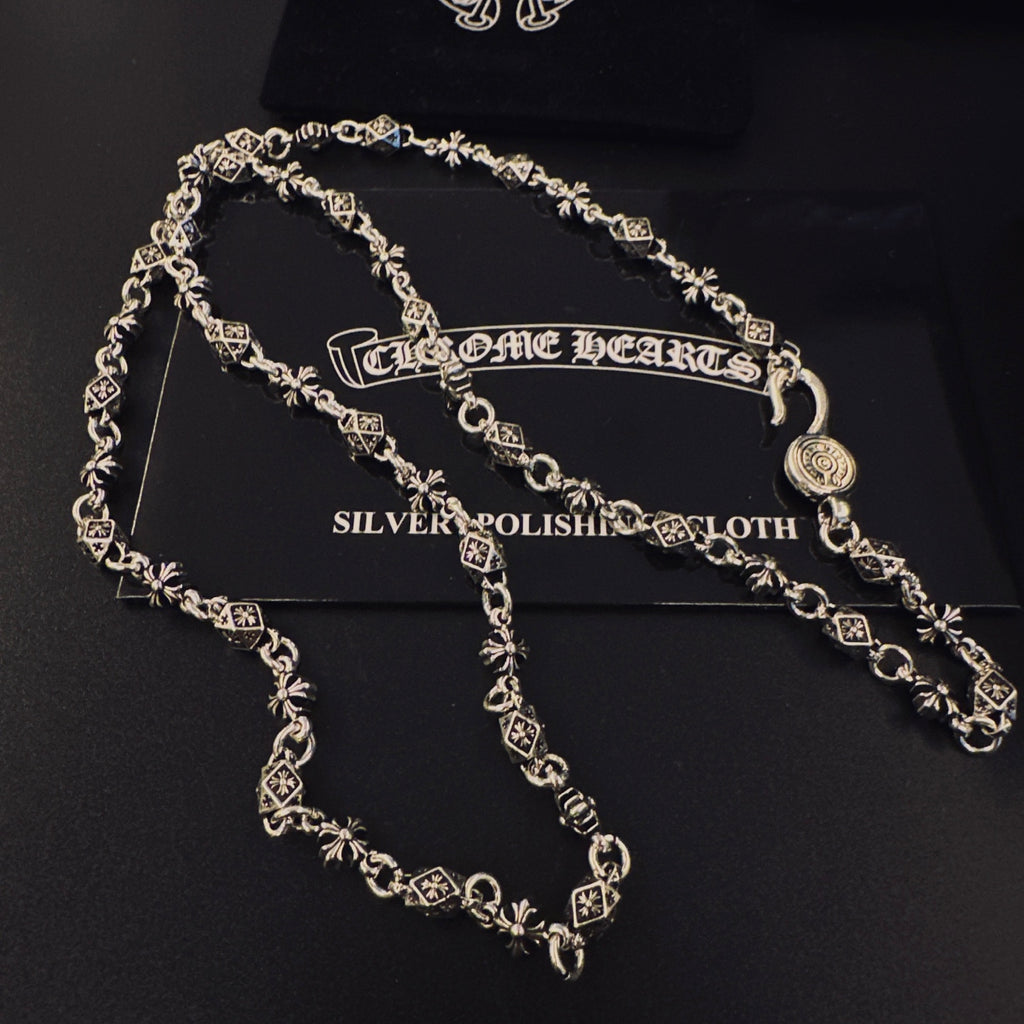 Signature Emblem Pendant Necklace in Polished Metal-Tone – Design 015 detail view