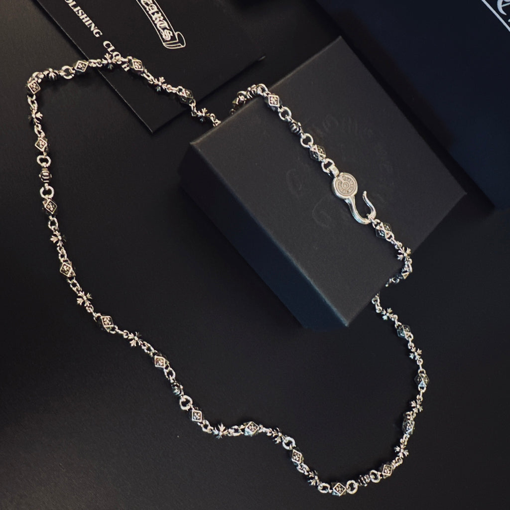 Signature Emblem Pendant Necklace in Polished Metal-Tone – Design 015 side detail