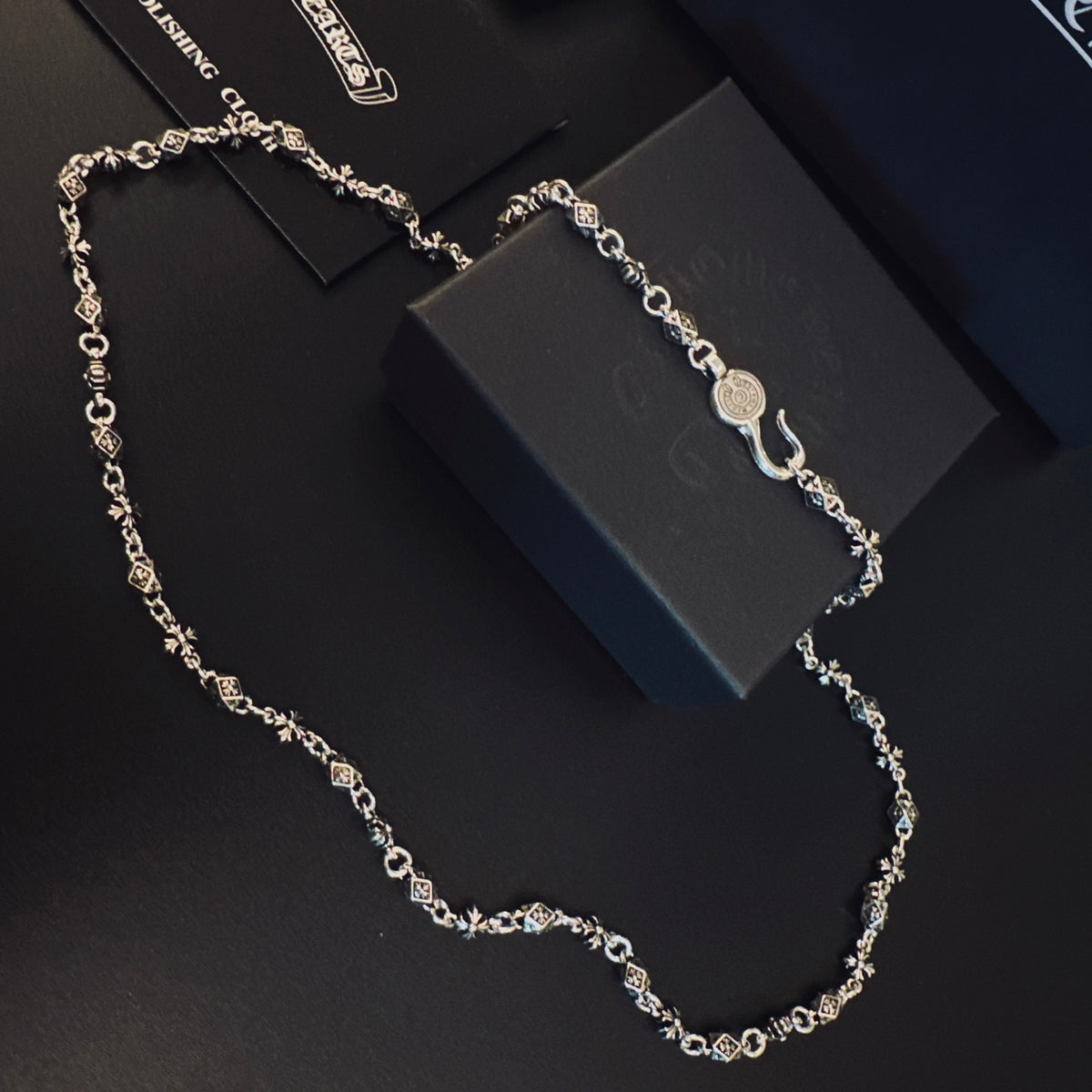 Signature Emblem Pendant Necklace in Polished Metal-Tone – Design 015 side detail