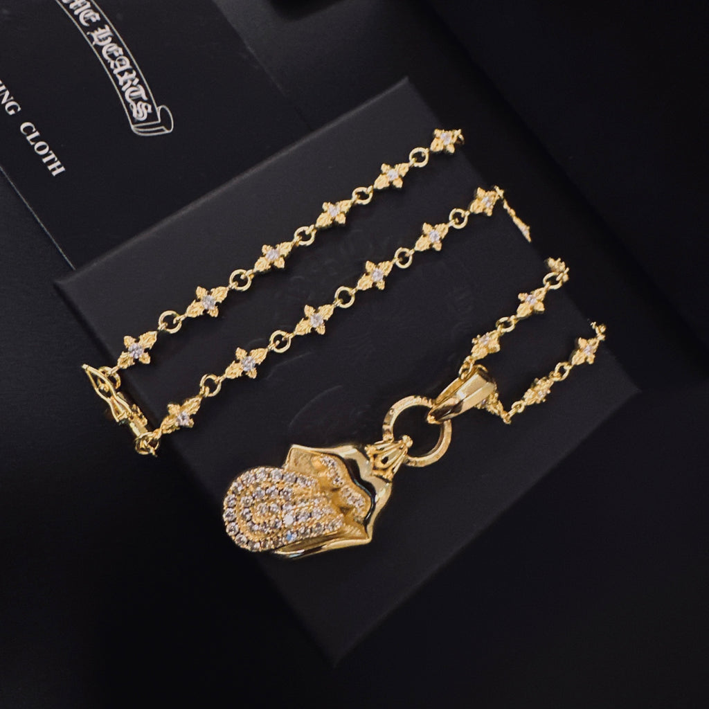 Gothic Emblem Pendant Necklace in Metal-Tone – Design 02 main product view