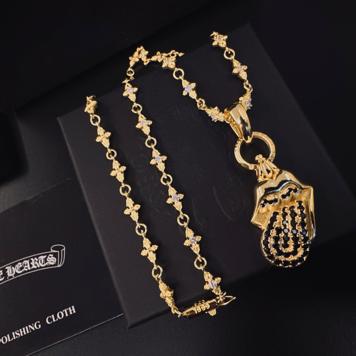 Gothic Emblem Pendant Necklace in Metal-Tone – Design 01 main product view