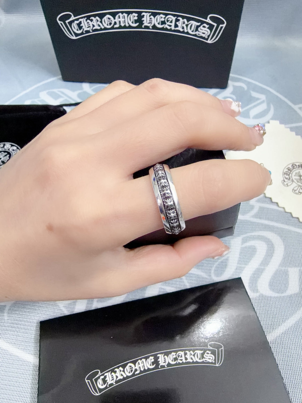 Signature Emblem Statement Ring in Polished Metal-Tone – Design 023 styled product view