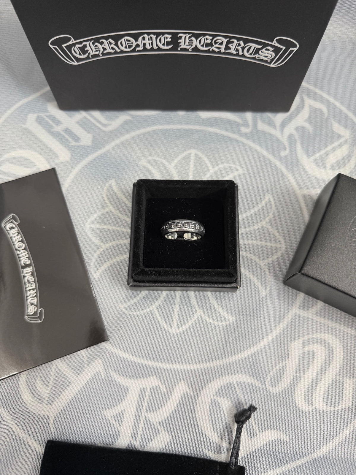 Signature Emblem Statement Ring in Polished Metal-Tone – Design 023 close-up detail
