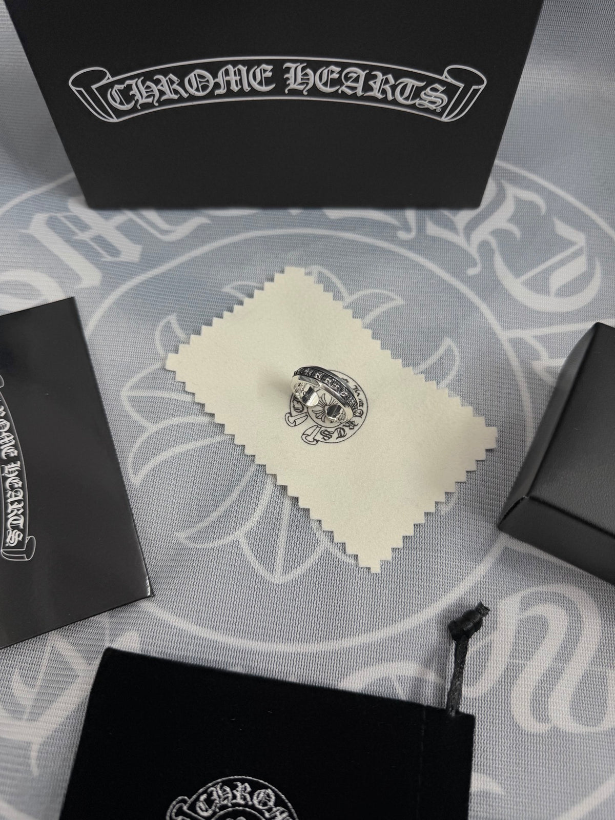 Signature Emblem Statement Ring in Polished Metal-Tone – Design 023 detail view