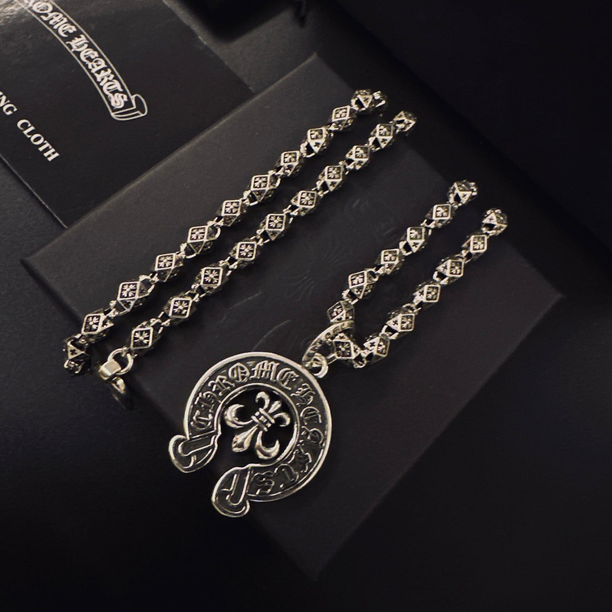 Gothic Emblem Pendant Necklace in Metal-Tone – Design 38 styled product view