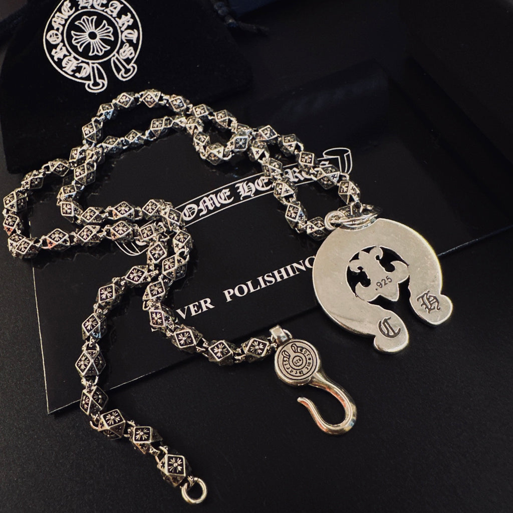 Gothic Emblem Pendant Necklace in Metal-Tone – Design 38 main product view