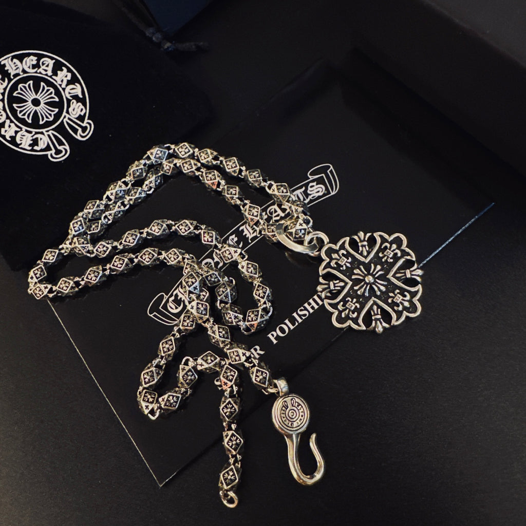 Gothic Emblem Pendant Necklace in Metal-Tone – Design 37 main product view