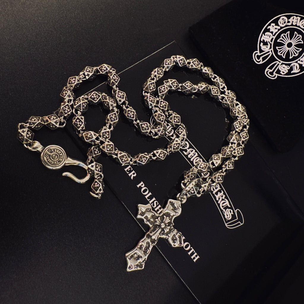 Gothic Emblem Pendant Necklace in Metal-Tone – Design 33 styled product view