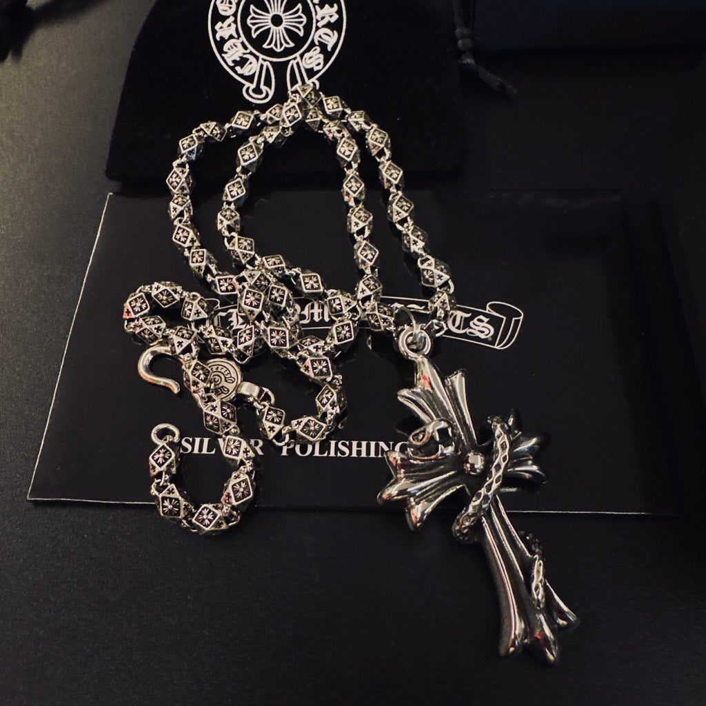 Gothic Emblem Pendant Necklace in Metal-Tone – Design 30 main product view