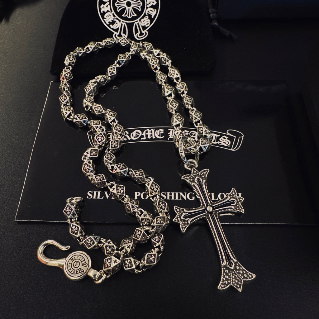 Gothic Emblem Pendant Necklace in Metal-Tone – Design 28 front product view