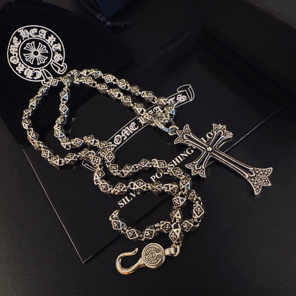 Gothic Emblem Pendant Necklace in Metal-Tone – Design 28 detail view