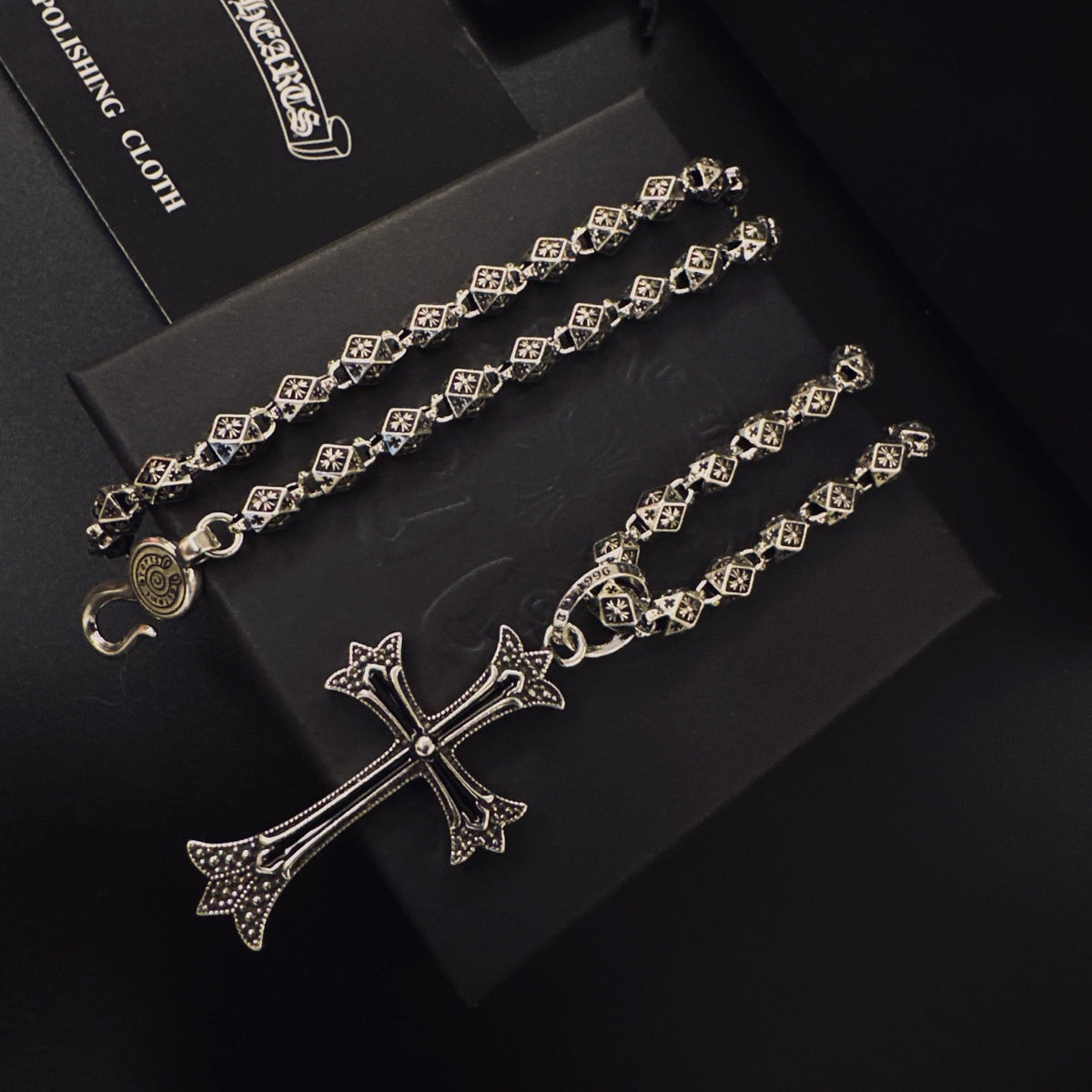 Gothic Emblem Pendant Necklace in Metal-Tone – Design 26 detail view
