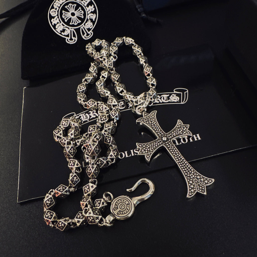 Gothic Emblem Pendant Necklace in Metal-Tone – Design 27 front product view