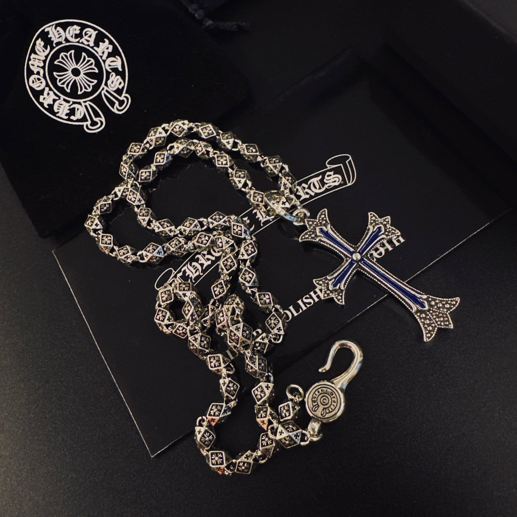 Gothic Emblem Pendant Necklace in Metal-Tone – Design 27 styled product view