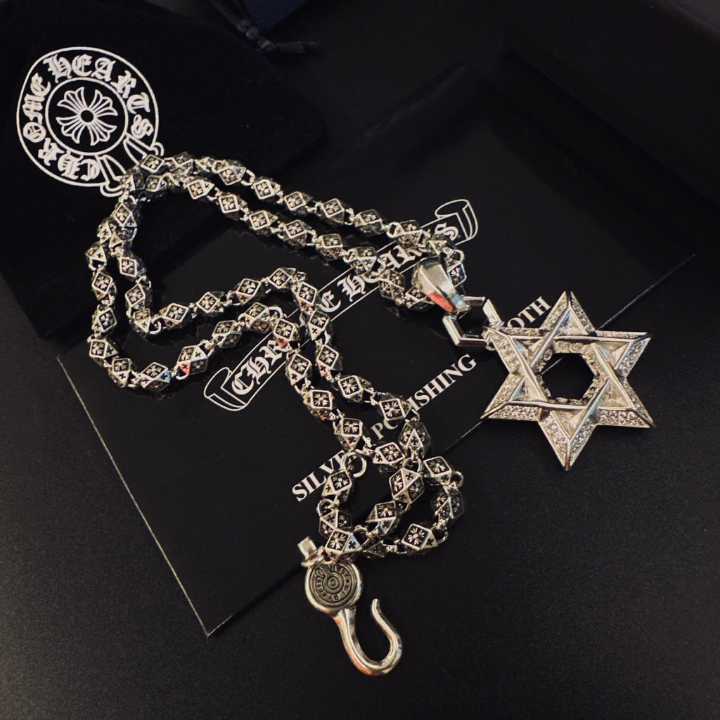 Gothic Emblem Pendant Necklace in Metal-Tone – Design 26 front product view