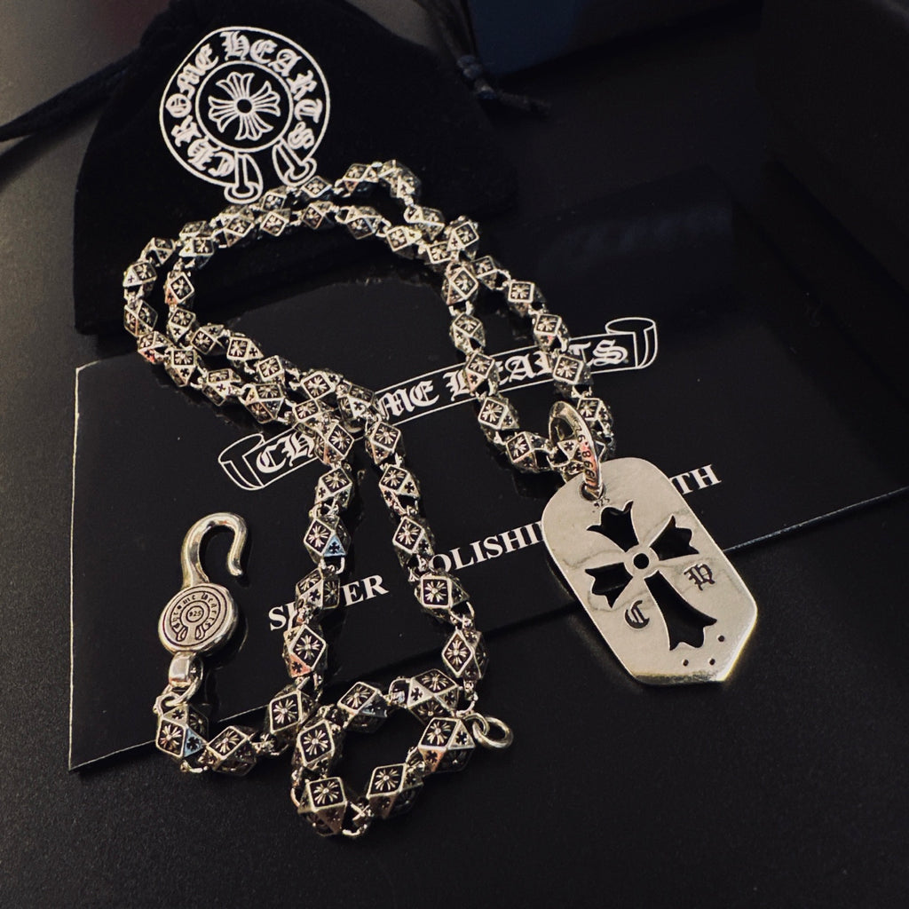 Gothic Emblem Pendant Necklace in Metal-Tone – Design 23 detail view