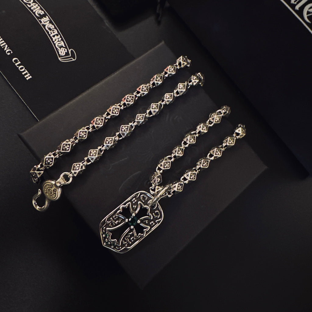 Gothic Emblem Pendant Necklace in Metal-Tone – Design 23 main product view