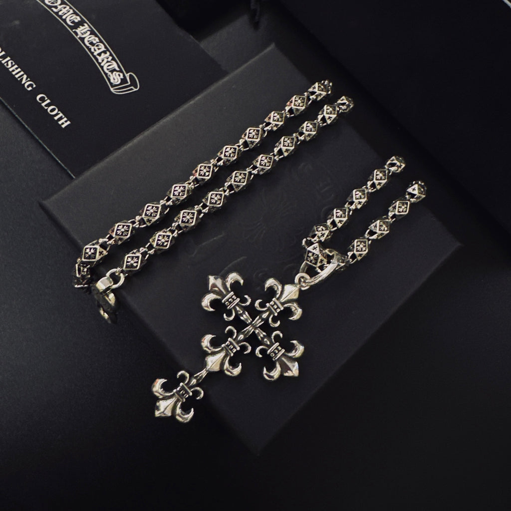 Gothic Emblem Pendant Necklace in Metal-Tone – Design 22 main product view