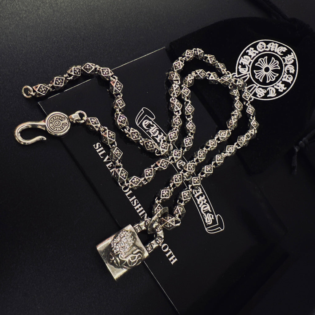 Gothic Emblem Pendant Necklace in Metal-Tone – Design 21 front product view